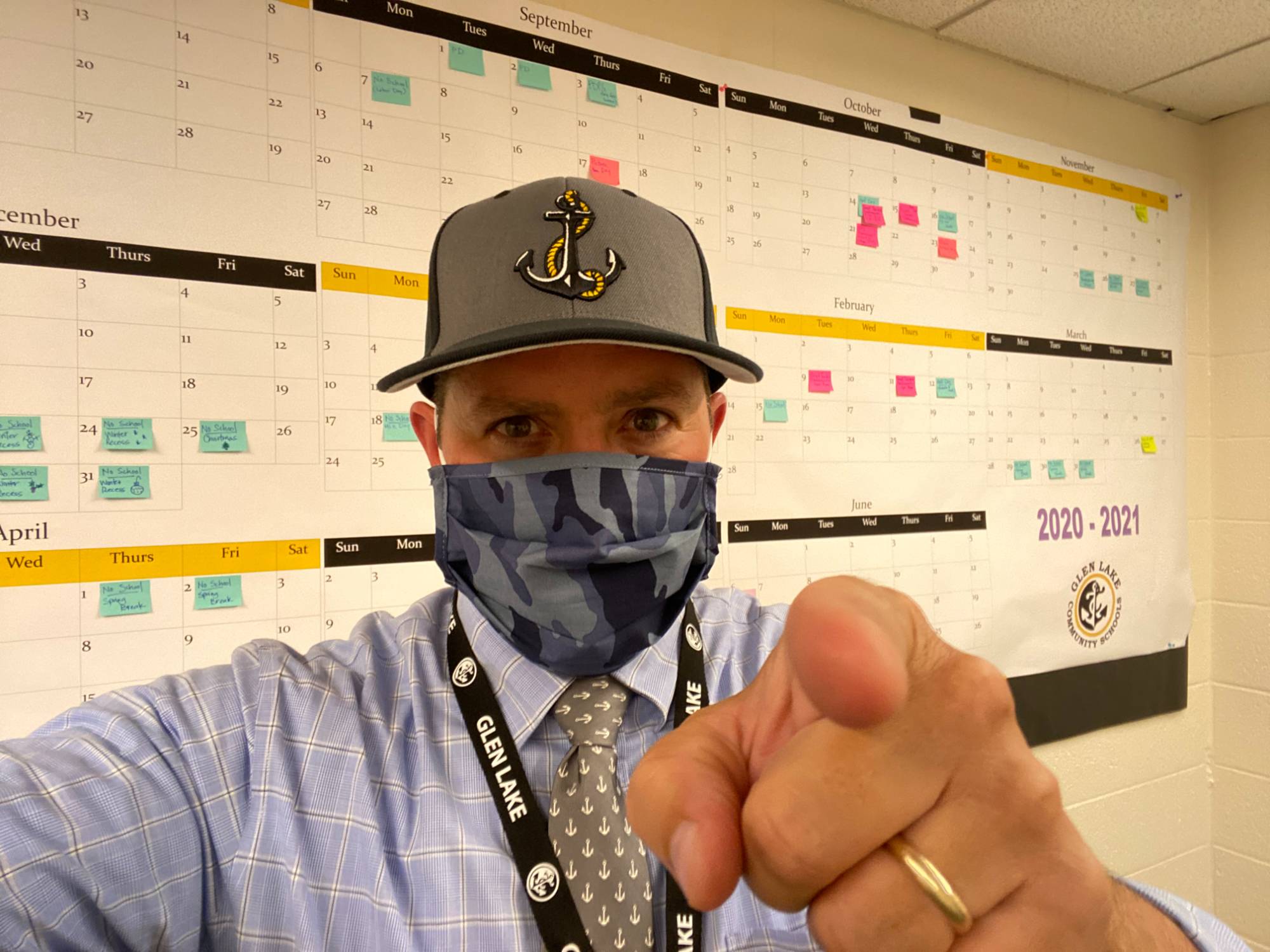 Ryan Schrok in a mask due to the pandemic 